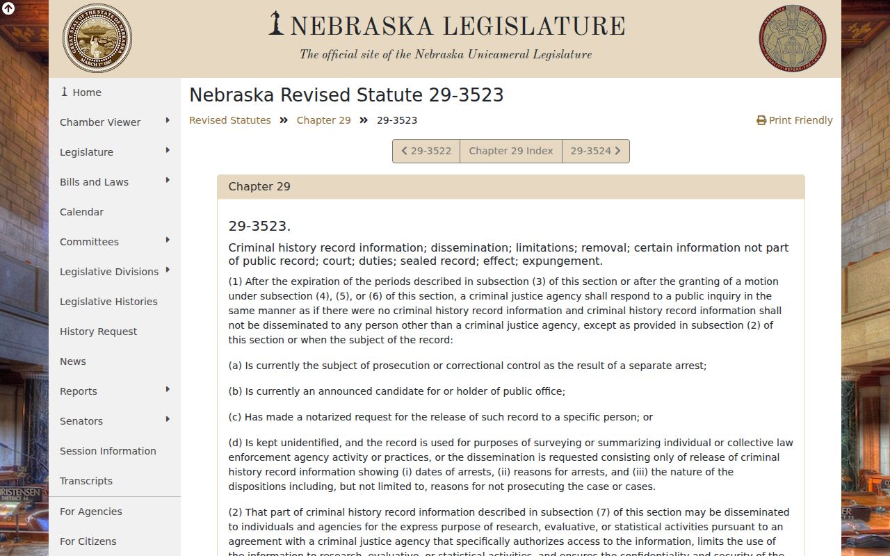 Harlan County arrest history Nebraska redaction statute