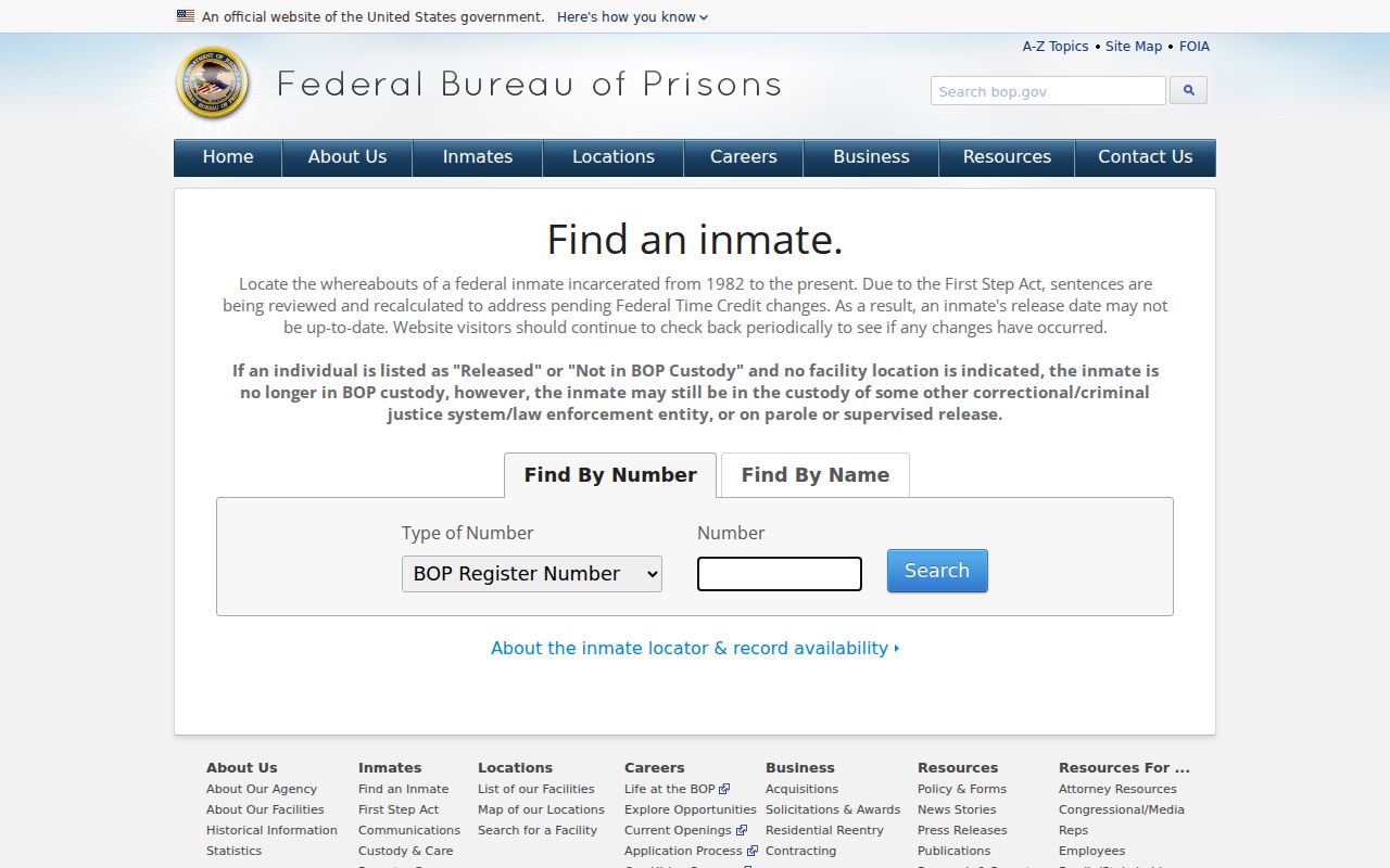 Oxford criminal history federal inmate locator route