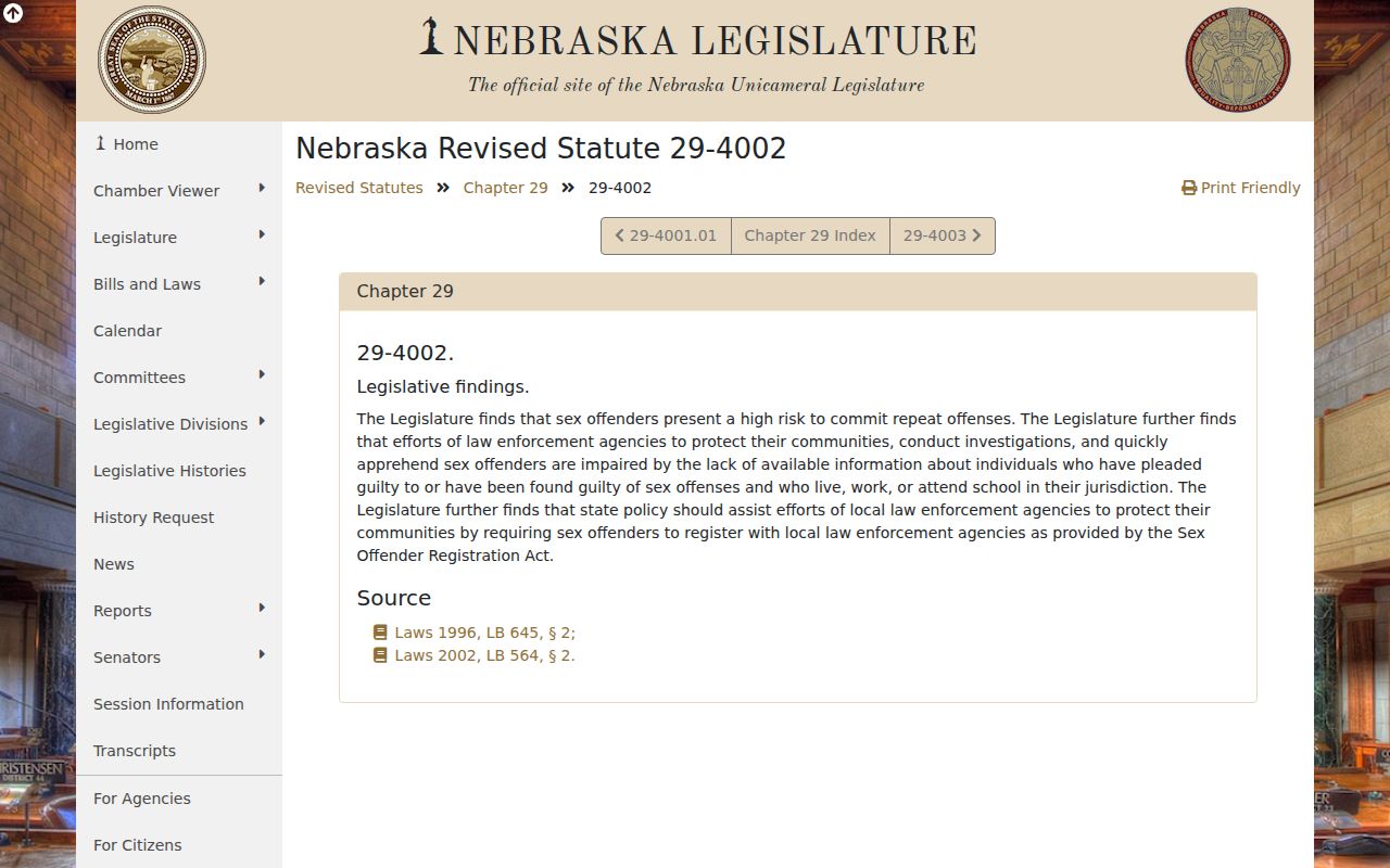 Nebraska registration policy for Harlan County sex offender records