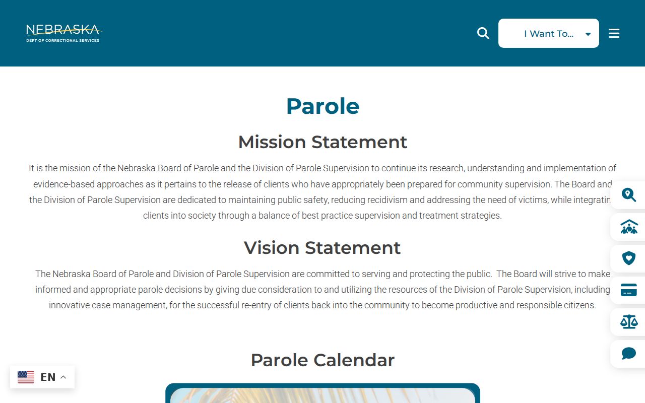 Nebraska Board of Parole and supervision information
